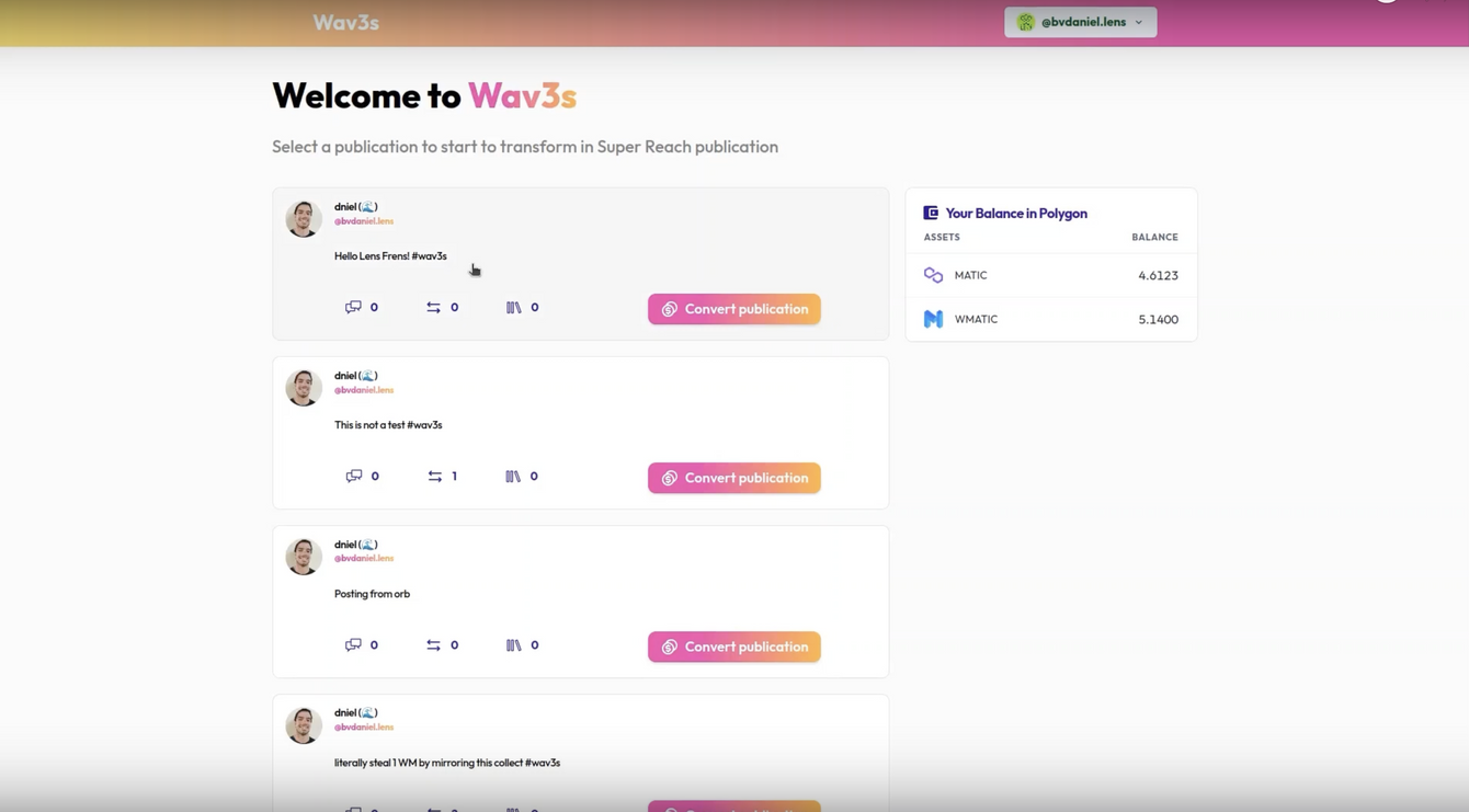 The Wav3s Web Application UI 