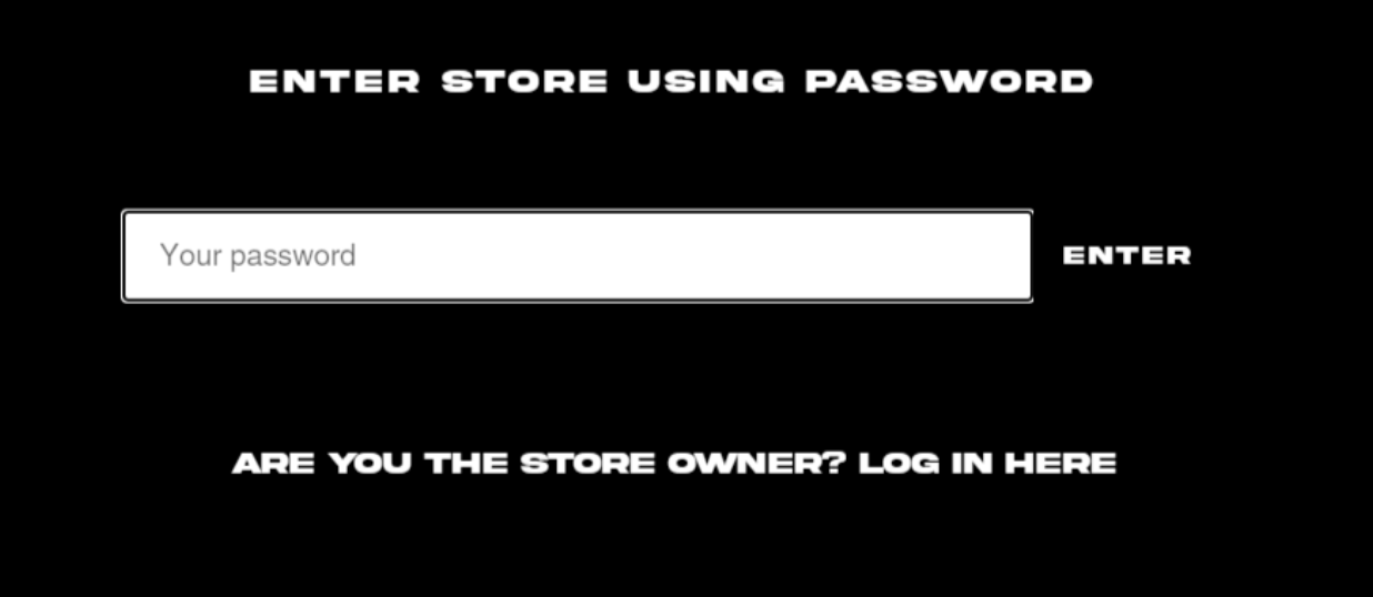 Screenshot of Slawn's Password-Protected Merch Store
